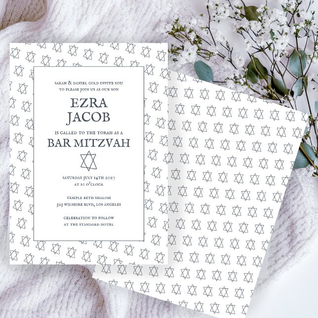 Einfaches Star von David Custom B'nai Bat Bar Mitz Einladung (Simple Star of David Custom B'nai Bat Bar Mitzvah Invitation
)