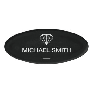 Einfaches stilvolles Diamant-Schwarzweiss-Logo Namenschild