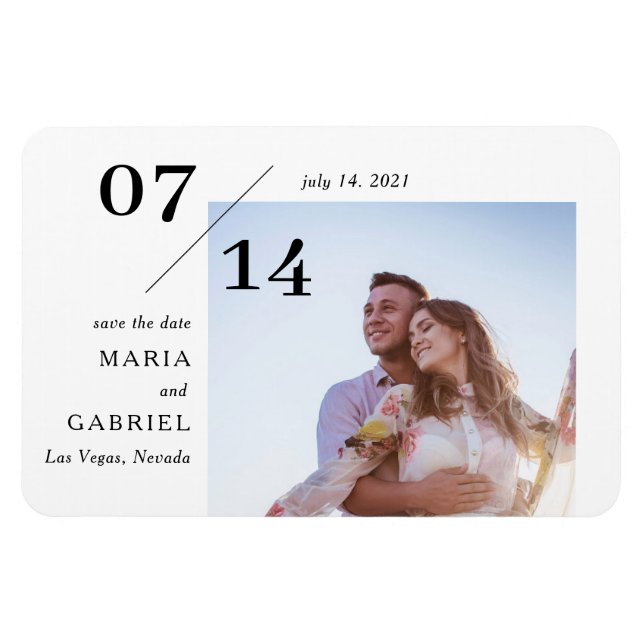 Einfaches, stilvolles Foto. Hochzeit Save the Date Magnet (Horizontal)