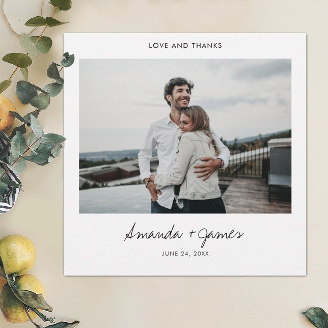 Einfaches, stilvolles, modernes Black Script Foto  Dankeskarte (Von Creator hochgeladen)