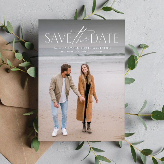 Einfaches stilvolles modernes vertikales Foto Save The Date (Von Creator hochgeladen)
