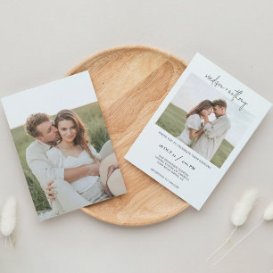 Einfaches stilvolles Skript mit Foto-Hochzeit Einladung