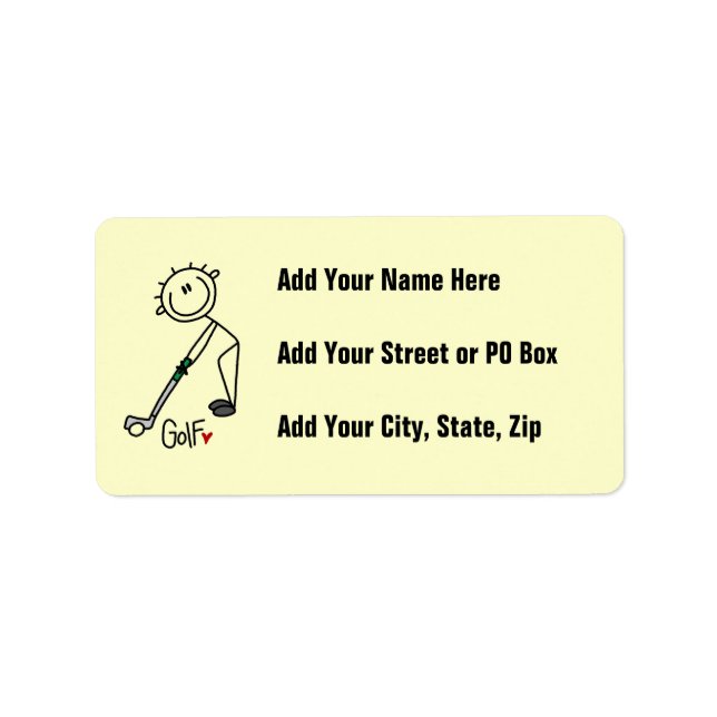 Einfaches Strichmännchen Golfer Adressaufkleber (Vorne)