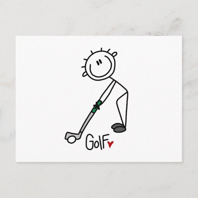 Einfaches Strichmännchen Golfer Postkarte (Vorderseite)