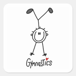 Einfaches Strichmännchen Gymnast Quadratischer Aufkleber