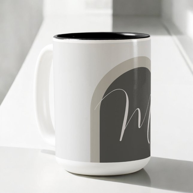 Einfaches stylisches Arch mit der Monogram Initial Zweifarbige Tasse (Personalize this stylish mug with your monogram initial. It makes a great gift!)