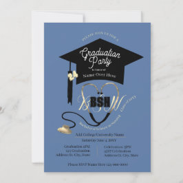 Einfaches stylisches Blue Editable Nurse Grad Part Einladung