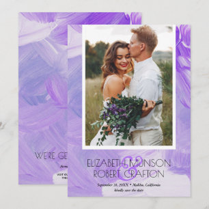 Einfaches Stylish Foto Wedding Lila Save the Date