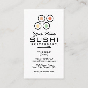 Einfaches Sushi-Restaurant-Logo-Vorlage benutzerde Visitenkarte