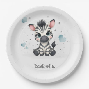 Einfaches süßes kleines Cartoon-Zebra Pappteller