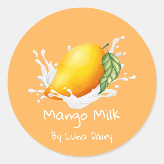 Einfaches süßes Mango-Milch-Label Runder Aufkleber (Vorderseite)