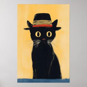 Einfaches süßes schwarzes Katzen-Design Poster