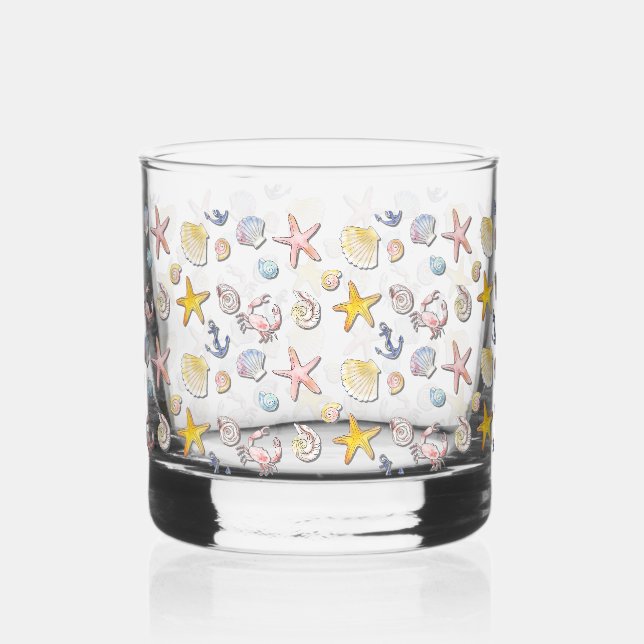 Einfaches süßes Stranddesign  Whiskyglas (Vorderseite)