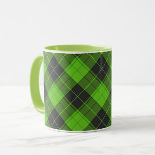 Einfaches Tartan-Diagonalmuster in dunkelgrün Tasse