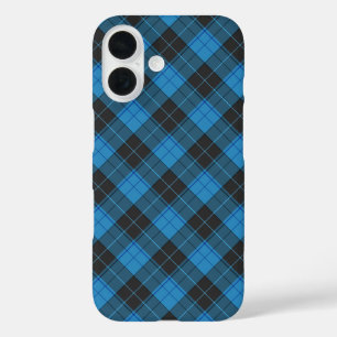 Einfaches Tartan-Muster in dunkelblau iPhone 16 Hülle