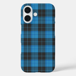 Einfaches Tartan-Muster in Dunkelblau iPhone 16 Hülle