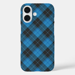 Einfaches Tartan-Muster in Dunkelblau iPhone 16 Hülle