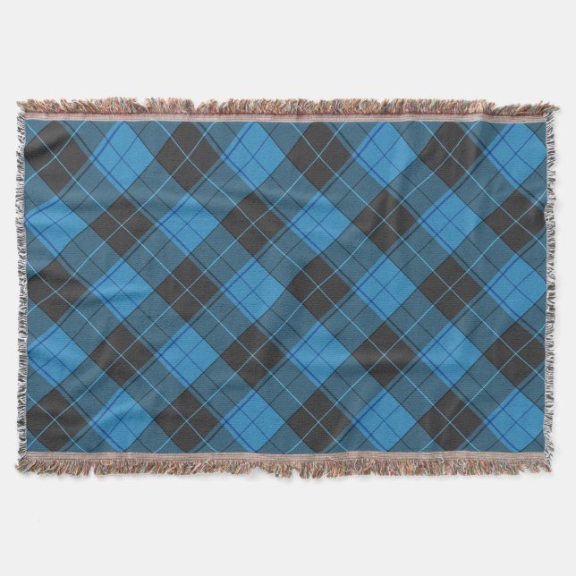 Einfaches Tartan-Muster in Dunkelblau Decke (Vorderseite)