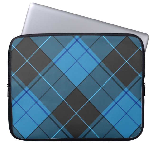 Einfaches Tartan-Muster in Dunkelblau Laptopschutzhülle (Vorderseite)
