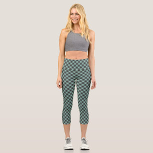 Einfaches Tartan-Muster in Türkis Capri Leggings
