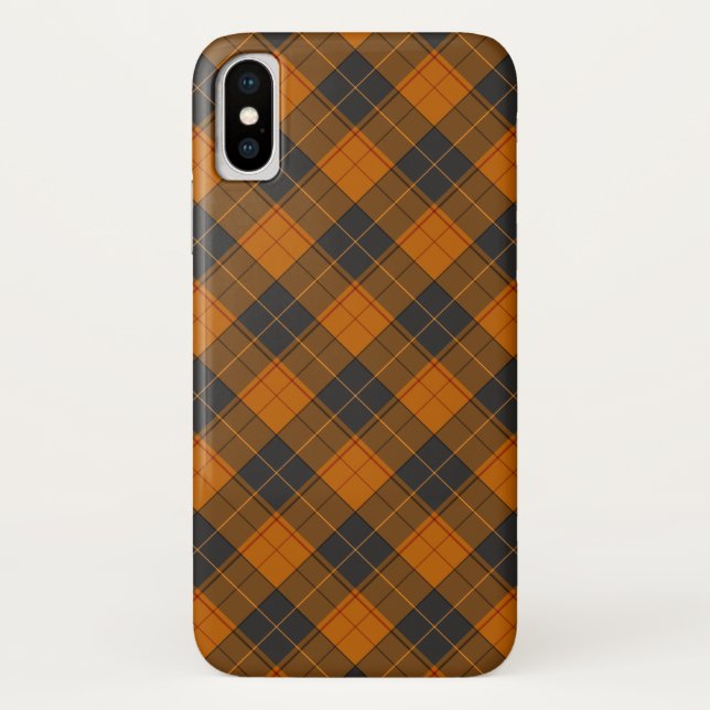 Einfaches tartanisches Diagonalmuster in dunkelora Case-Mate iPhone Hülle (Rückseite)