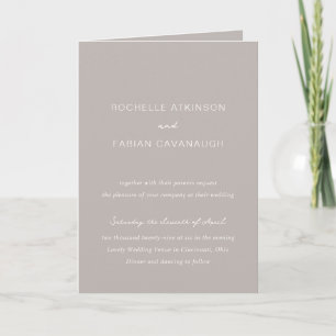 Einfaches Taupe Foto Elegante Hochzeit Einladung