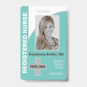 Einfaches Teal-Logo-Barcode-ID-Foto Registrierte P Ausweis