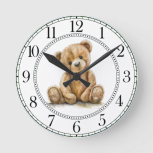 Einfaches Teddybär-Kinderzimmer Runde Wanduhr