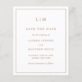 Einfaches Terracotta Budget Hochzeit retten Datum