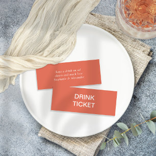 Einfaches Terracotta New Wedding Drink Ticket