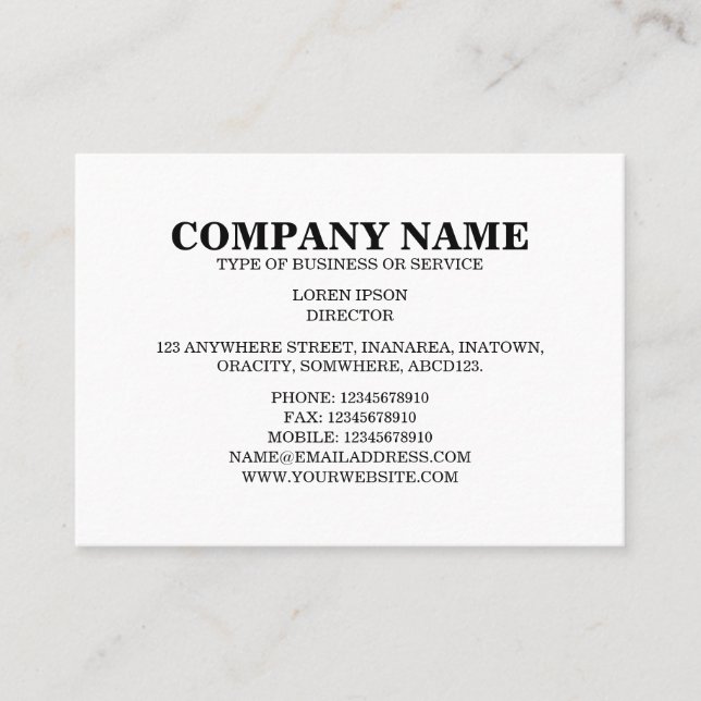 Einfaches Text 06a - Weiß Visitenkarte (Vorderseite)