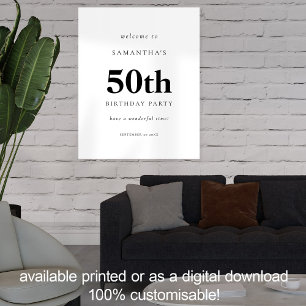 Einfaches Text Willkommen bei der 50. Geburtstagsp Poster