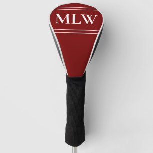 Einfaches tiefrotes und weißes Monogramm Golf Headcover