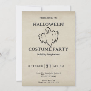 Einfaches traditionelles Gespenst Vintage Hallowee Einladung