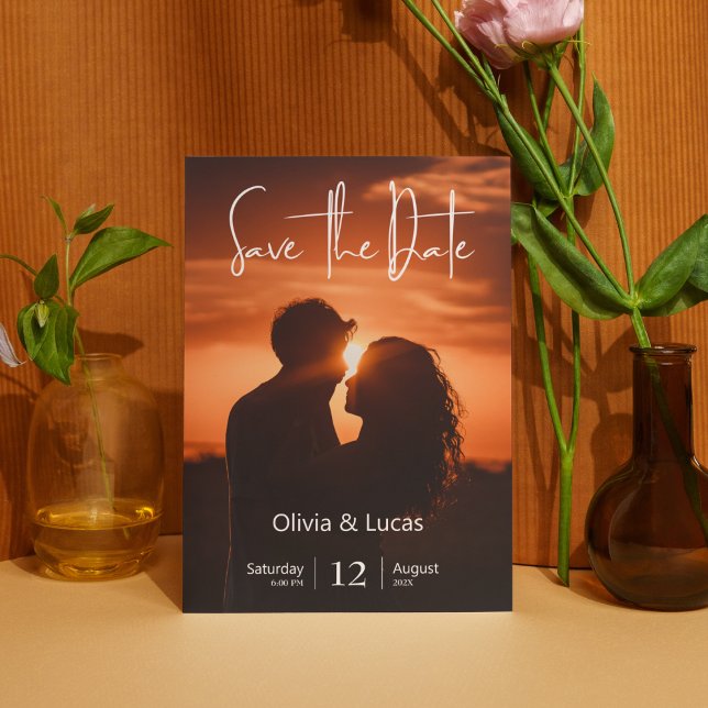 Einfaches trendy Sun Foto Save the Date Hochzeit Einladung (Sunshine Photo Save The Date Wedding Invitation)