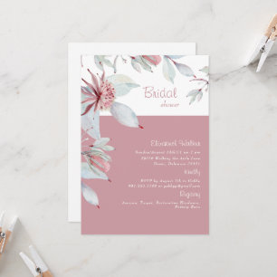 Einfaches Tropisches Florales Rosa Brautparty Einladung