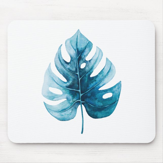 Einfaches tropisches Wasserfarbenblau Mousepad (Vorne)