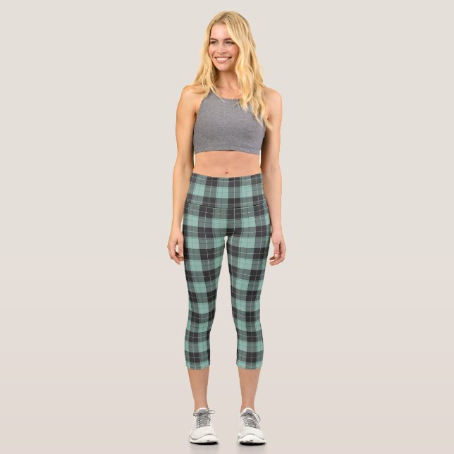 Einfaches türkisfarbenes Muster Capri Leggings (Vorderseite)