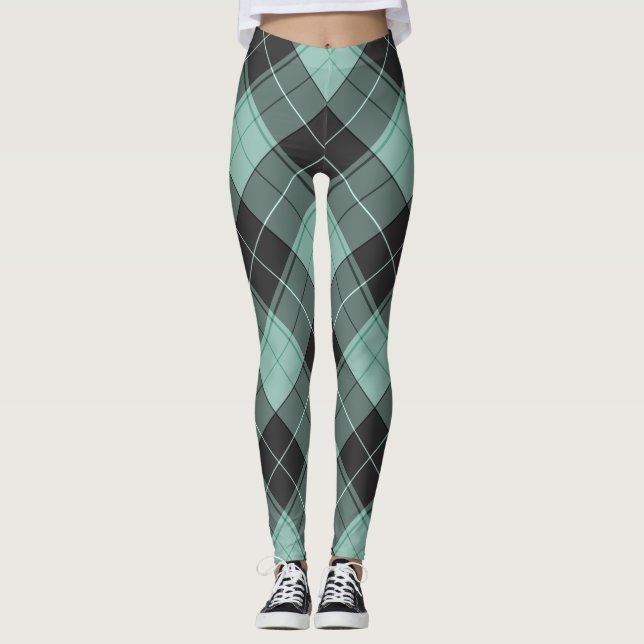 Einfaches türkisfarbenes Muster Leggings (Vorderseite)
