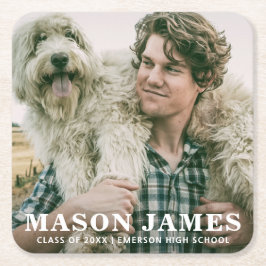 Einfaches Typ Foto Abschluss Rechteckiger Pappuntersetzer