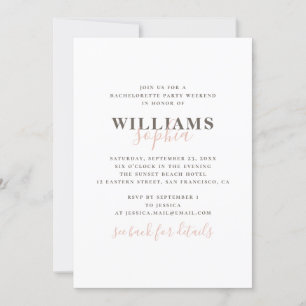 Einfaches Typografie-Junggeselinnen-Abschied Einladung