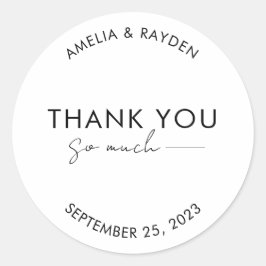 Einfaches Typografie-Skript mit Zeilenhochzeiten Runder Aufkleber