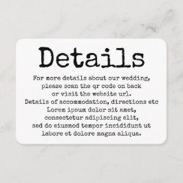 Einfaches Typografy für Schreibmaschinen - Details Begleitkarte