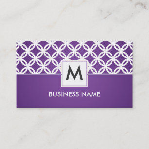 Einfaches überschneidenkreis-Muster-Monogramm lila Visitenkarte