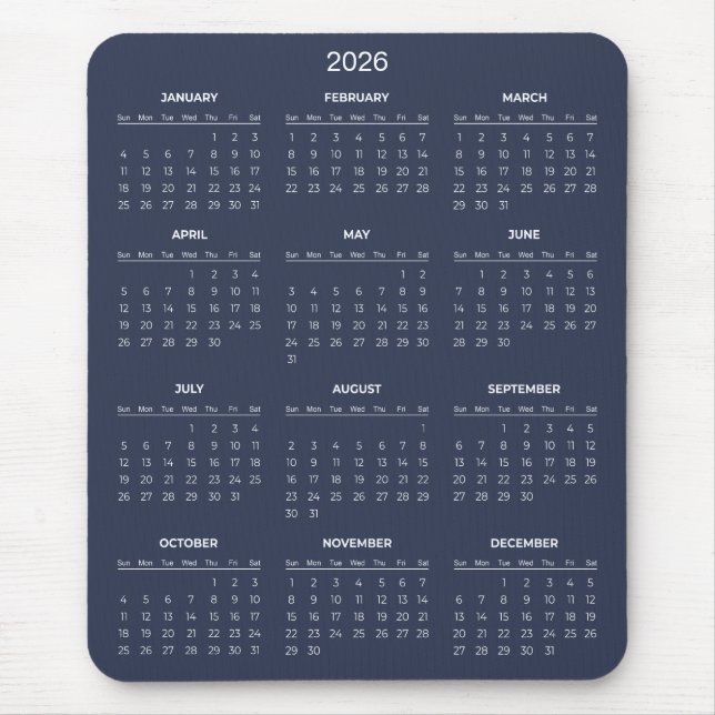 Einfaches und dennoch elegantes 2026-Kalender | Ma Mousepad (Vorne)