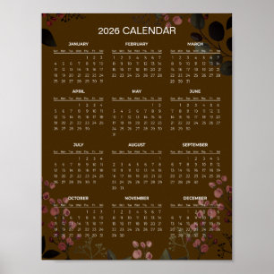 Einfaches und dennoch elegantes Blumenkalender 202 Poster