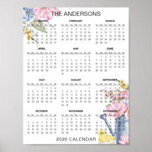 Einfaches und dennoch elegantes Blumenkalender 202 Poster