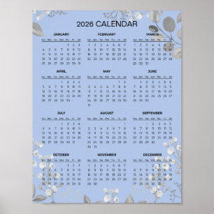 Einfaches und dennoch elegantes Blumenkalender 202 Poster
