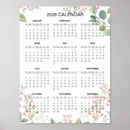 Einfaches und dennoch elegantes Blumenkalender 202 Poster