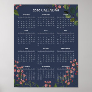 Einfaches und dennoch elegantes Blumenkalender 202 Poster